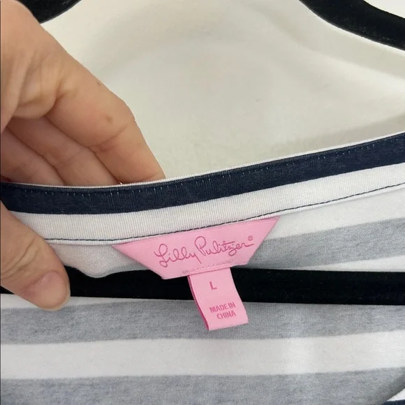 Lilly Pulitzer Lula Dress size Large, navy and white stripes - Picture 3 of 9